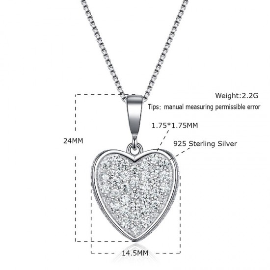 Dyson 925 Sterling Silver Necklaces Heart Micro Pave Crystal CZ Cute Sweet Charm Necklaces For Women Girls Gifts Fashion Jewelry