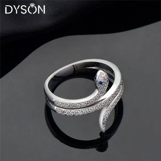 Dyson 925 Sterling Silver Rings For Women Snake Animal Nightclubl Stackable Micro Pave Zirconia Party Ring Girl European Jewelry