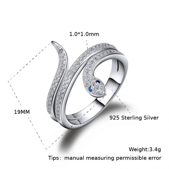 Dyson 925 Sterling Silver Rings For Women Snake Animal Nightclubl Stackable Micro Pave Zirconia Party Ring Girl European Jewelry