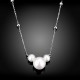 SILVERHOO 925 Sterling Silver Necklaces Women's Three Pearl Pendant  Wedding Lovely Mickey Shape Necklace